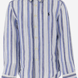 CAMICIA A RIGHE IN LINO CON LOGO